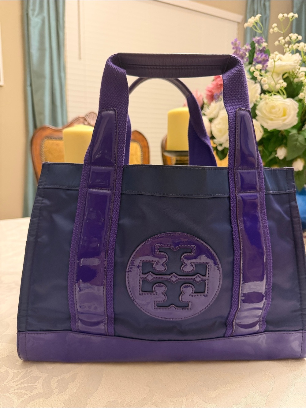 Tory Burch Purple Logo Tote